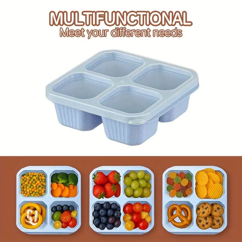 Brand New Blue Portable Box Lid Portion Control Storage Stackable 2 Piece Set